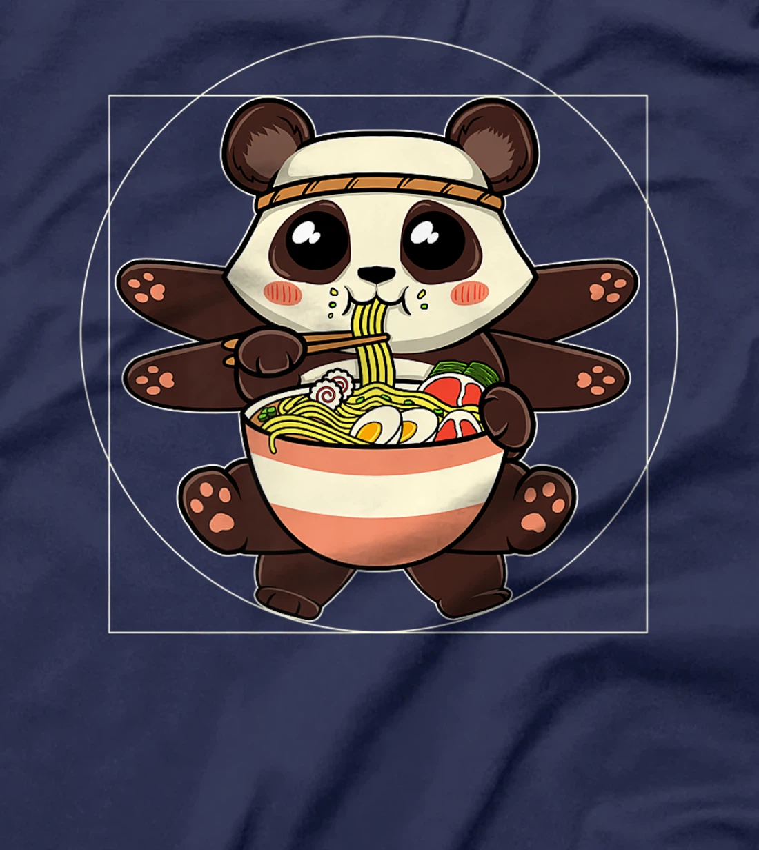 Ramen Noodles Panda Kawaii Anime Vitruvian Ramen Panda T-Shirt, Women T-Shirt