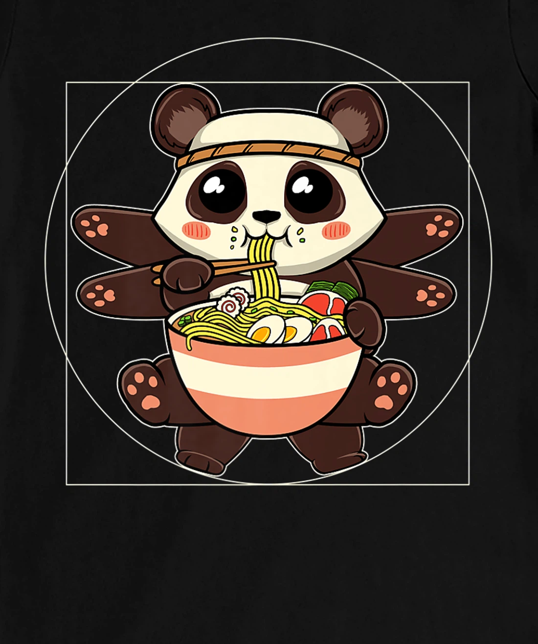 Ramen Noodles Panda Kawaii Anime Vitruvian Ramen Panda T-Shirt, Women T-Shirt
