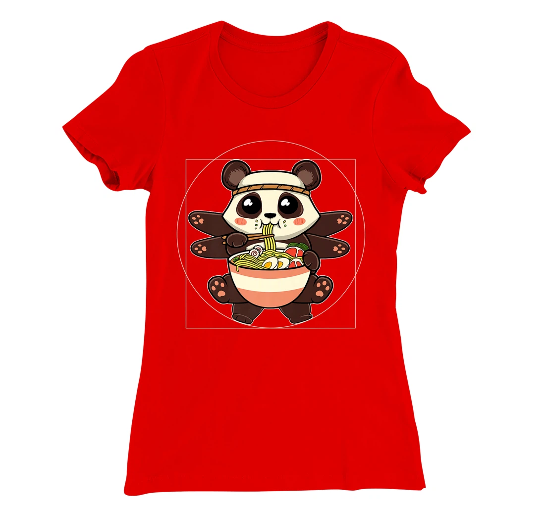 Ramen Noodles Panda Kawaii Anime Vitruvian Ramen Panda T-Shirt, Women T-Shirt