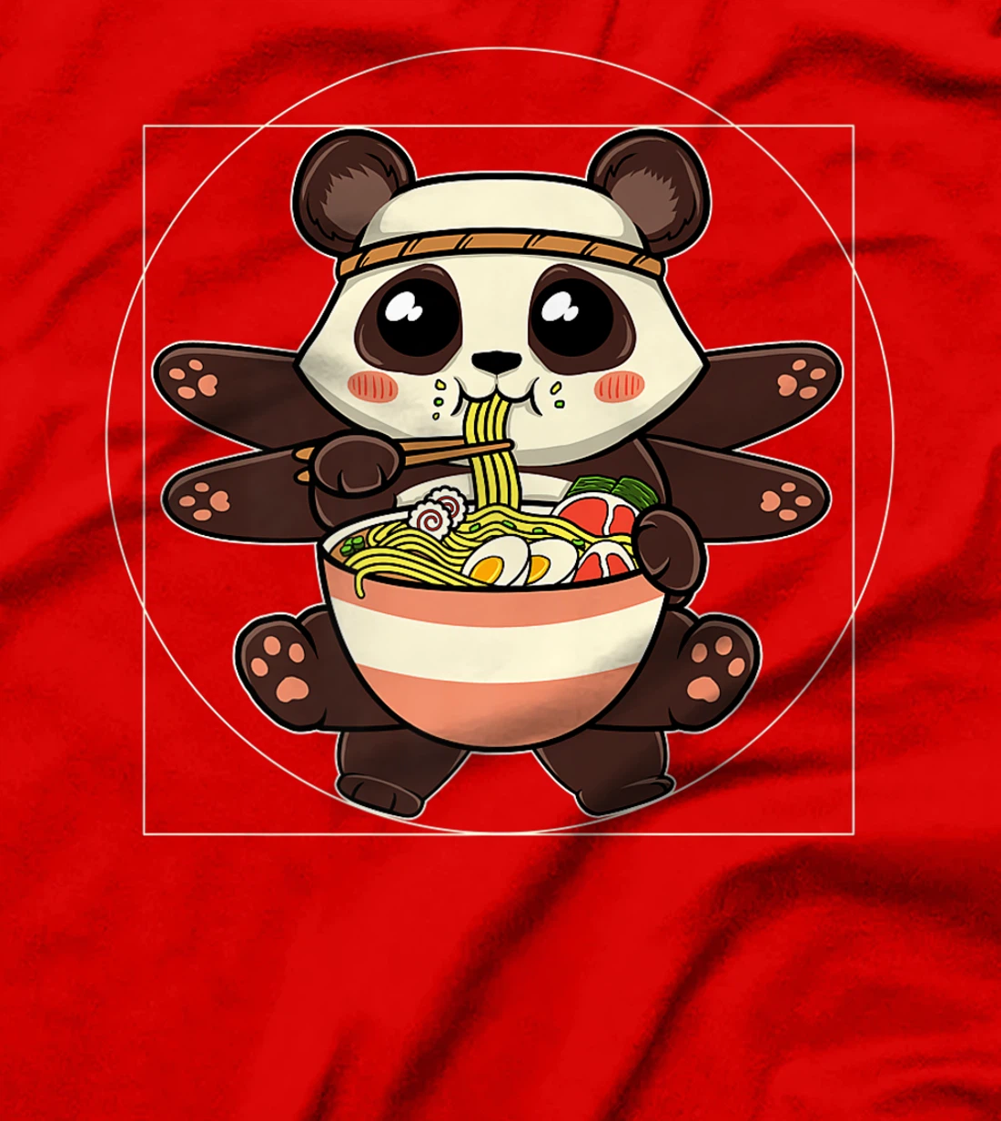 Ramen Noodles Panda Kawaii Anime Vitruvian Ramen Panda T-Shirt, Women T-Shirt