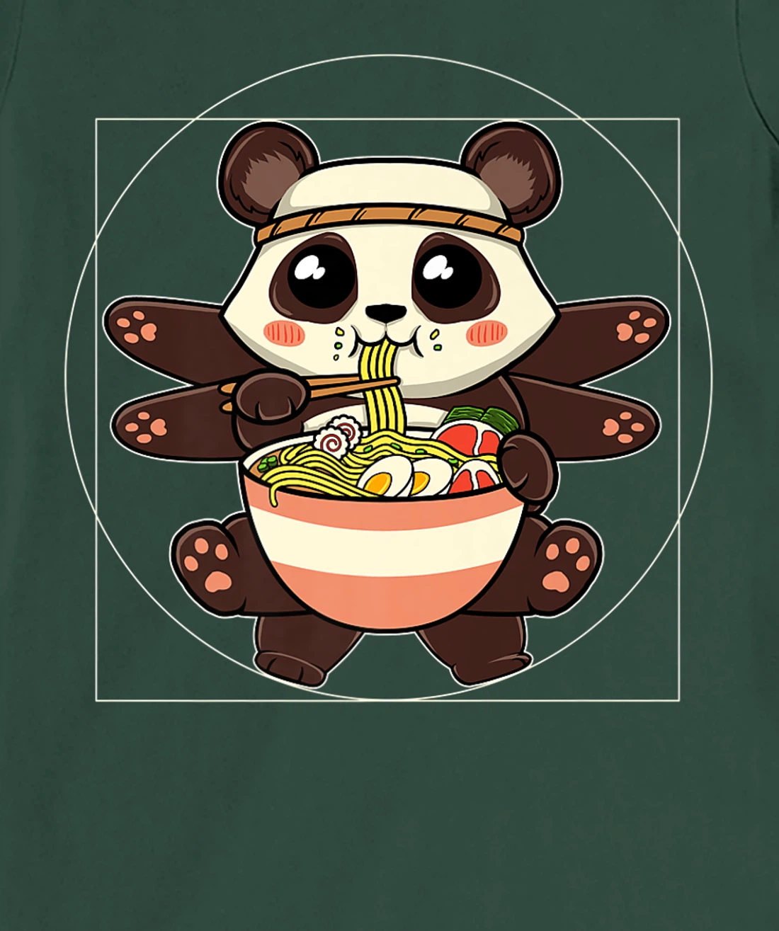 Ramen Noodles Panda Kawaii Anime Vitruvian Ramen Panda T-Shirt, Women T-Shirt