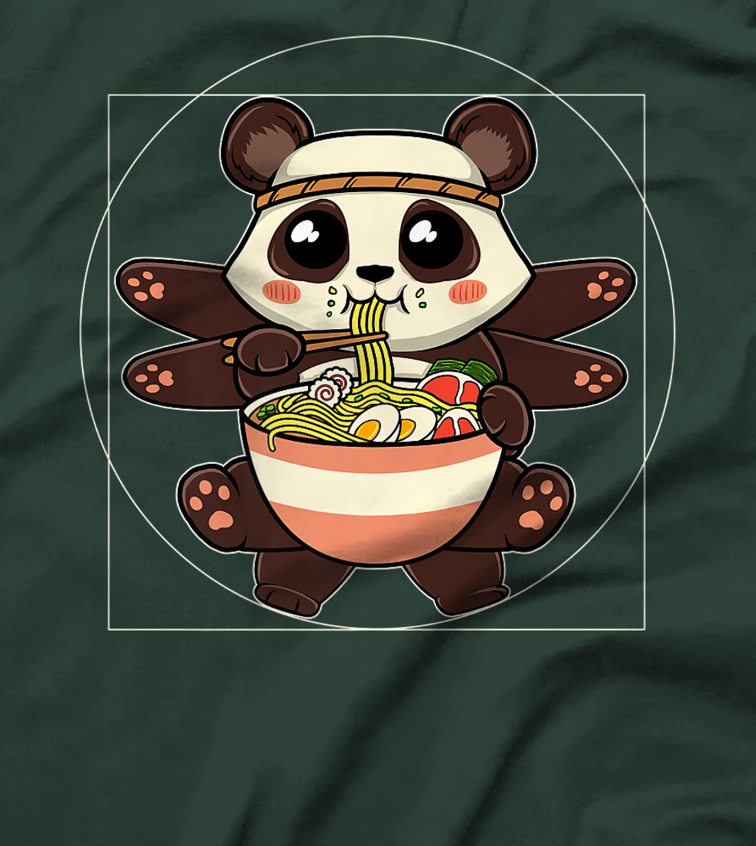 Ramen Noodles Panda Kawaii Anime Vitruvian Ramen Panda T-Shirt, Women T-Shirt
