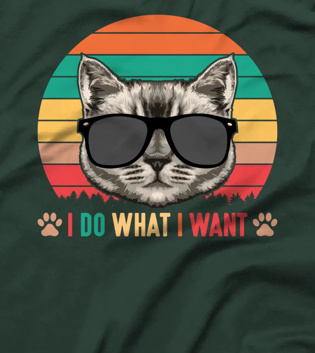 I Do What I Want Funny Retro Cat Sunset Feline Kitty Lover T-Shirt