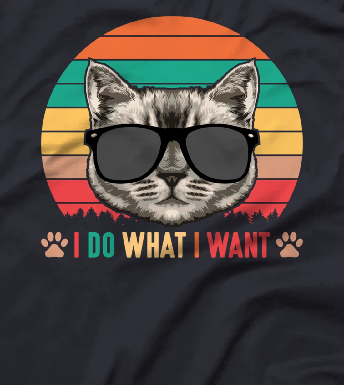 I Do What I Want Funny Retro Cat Sunset Feline Kitty Lover T-Shirt