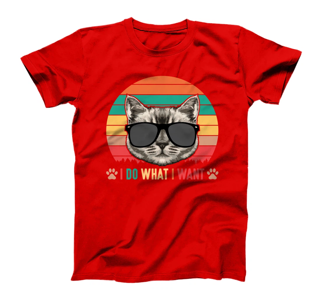 I Do What I Want Funny Retro Cat Sunset Feline Kitty Lover T-Shirt