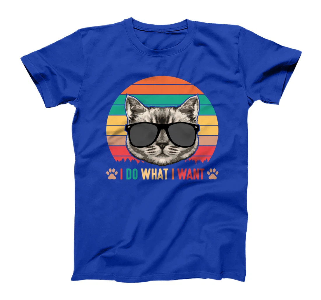 I Do What I Want Funny Retro Cat Sunset Feline Kitty Lover T-Shirt