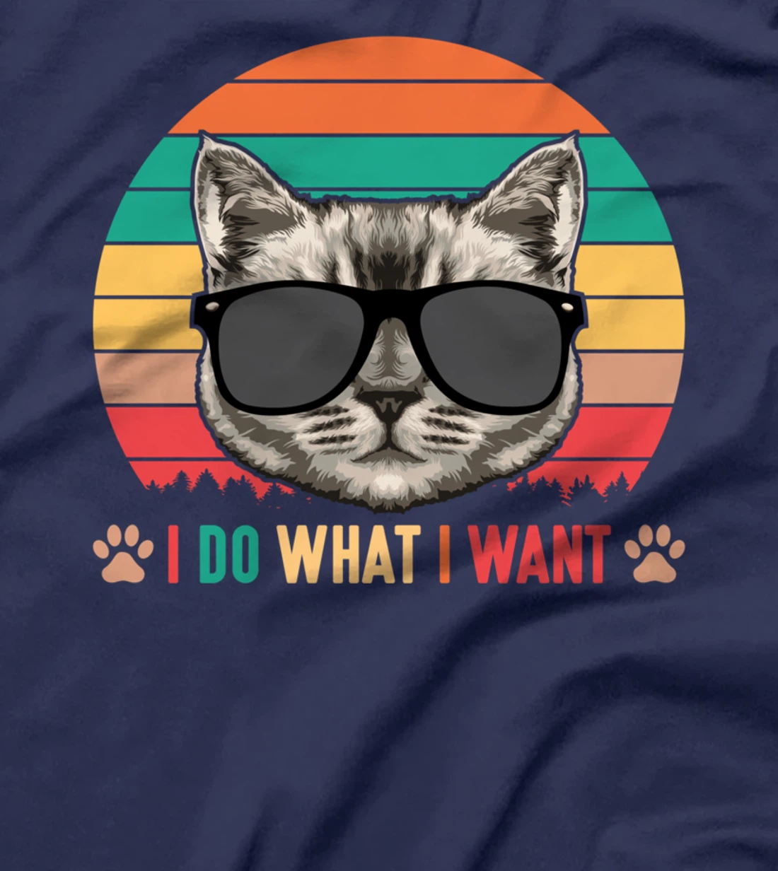 I Do What I Want Funny Retro Cat Sunset Feline Kitty Lover T-Shirt