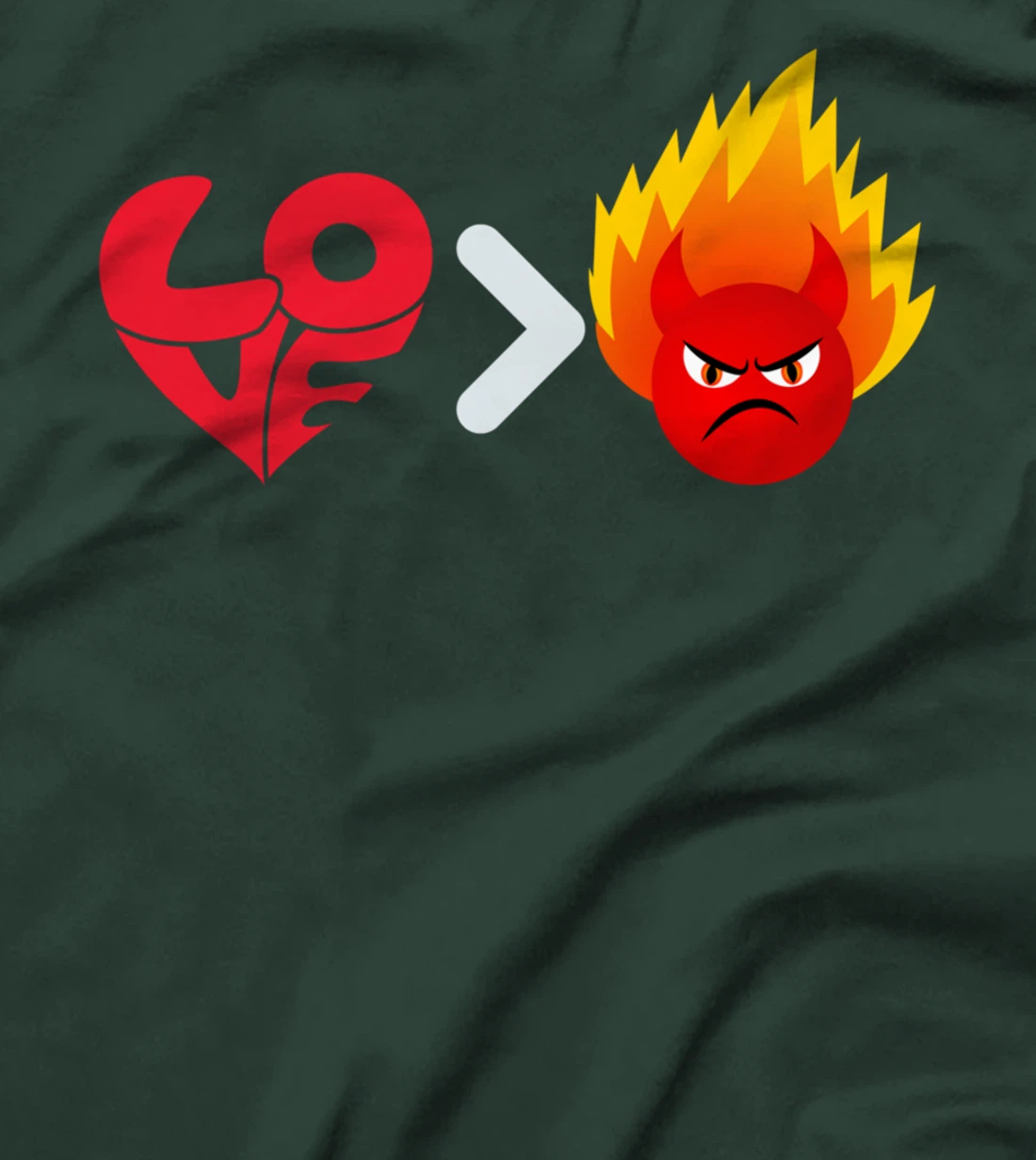 Love Is Greater Than Hate Funny Graphic Design T-Shirt