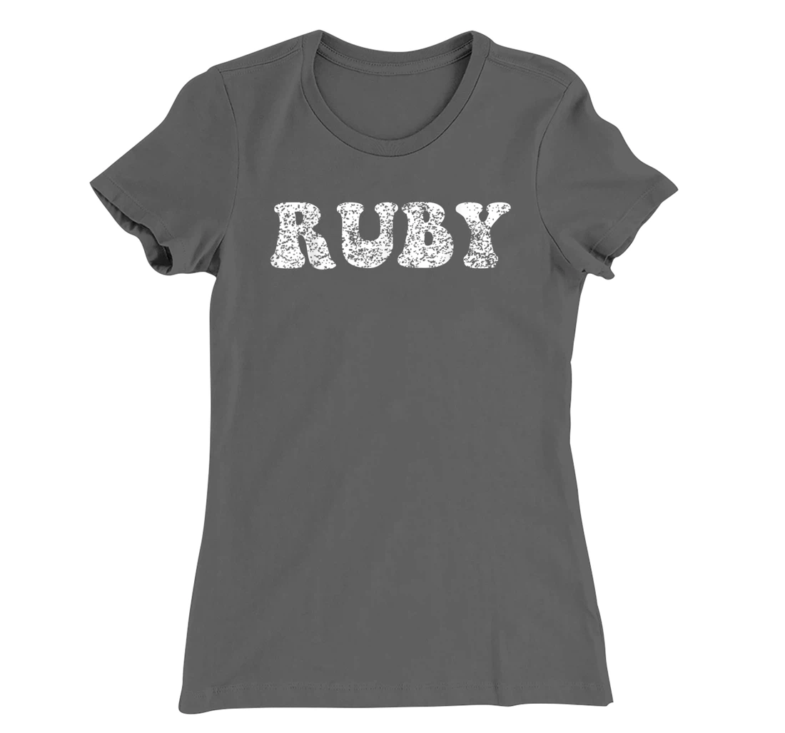 Distressed Grunge Worn Out Style Ruby T-Shirt, Women T-Shirt