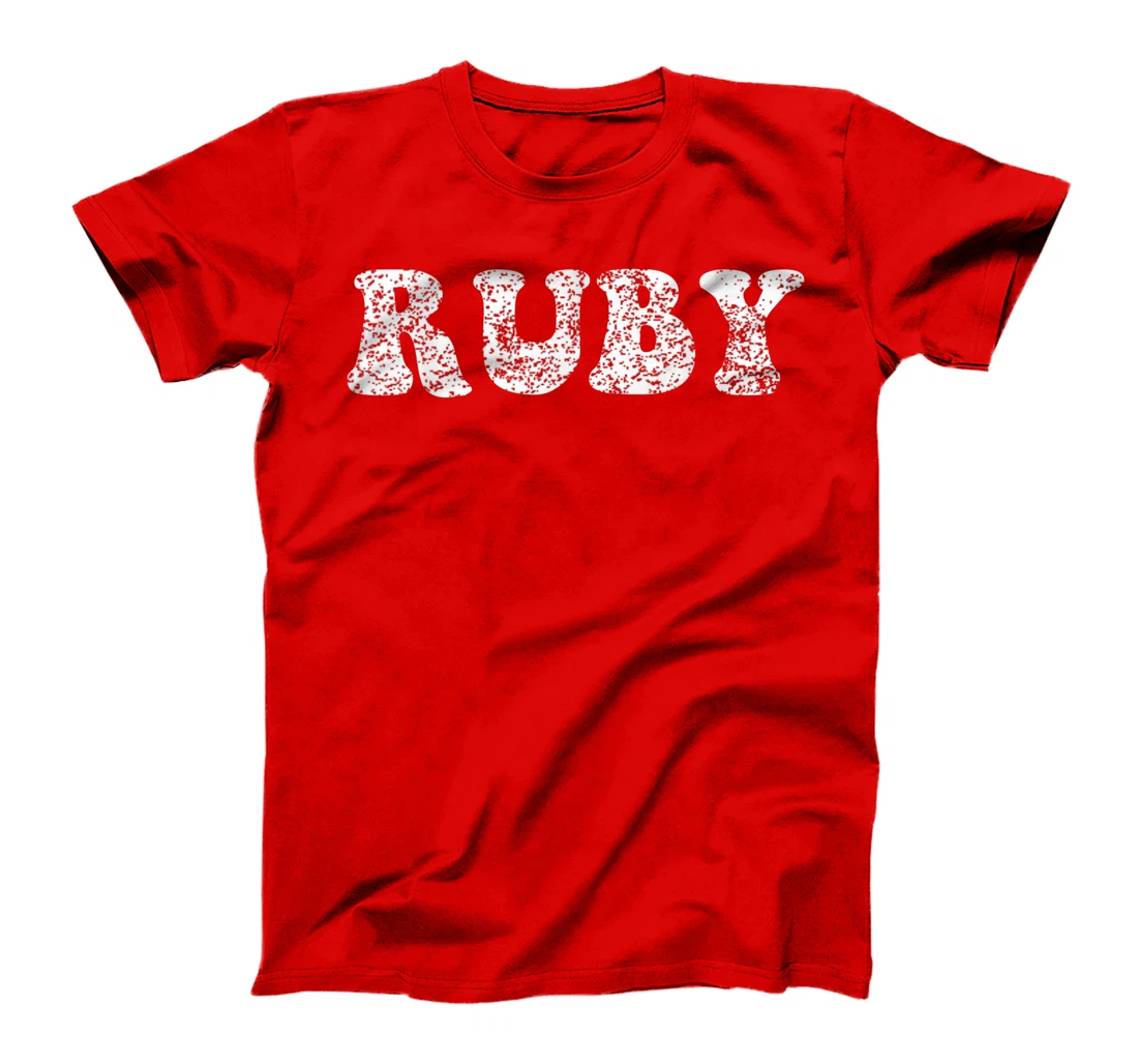 Distressed Grunge Worn Out Style Ruby T-Shirt, Women T-Shirt