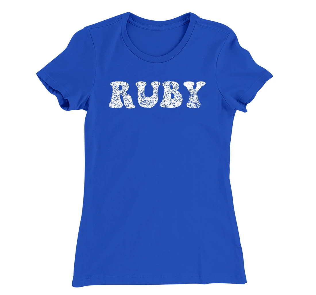 Distressed Grunge Worn Out Style Ruby T-Shirt, Women T-Shirt