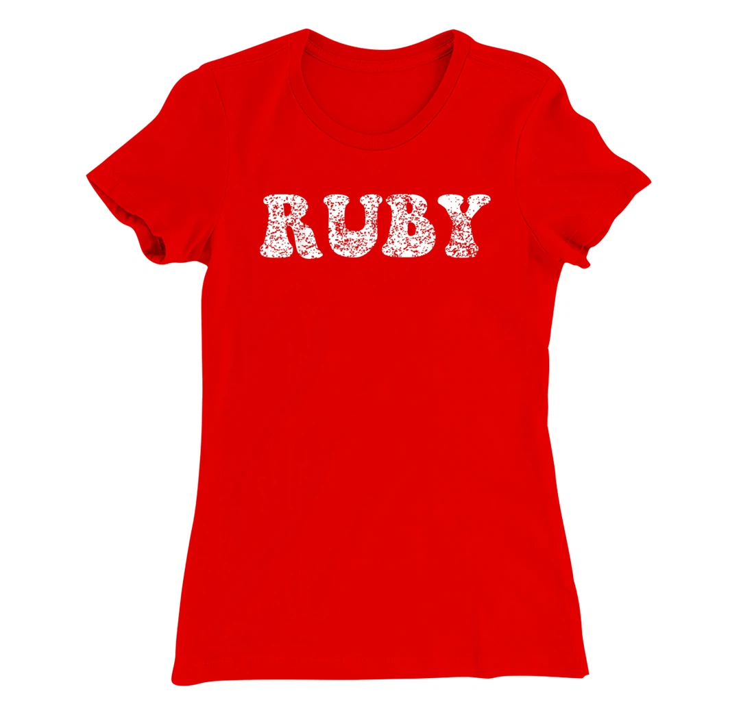 Distressed Grunge Worn Out Style Ruby T-Shirt, Women T-Shirt