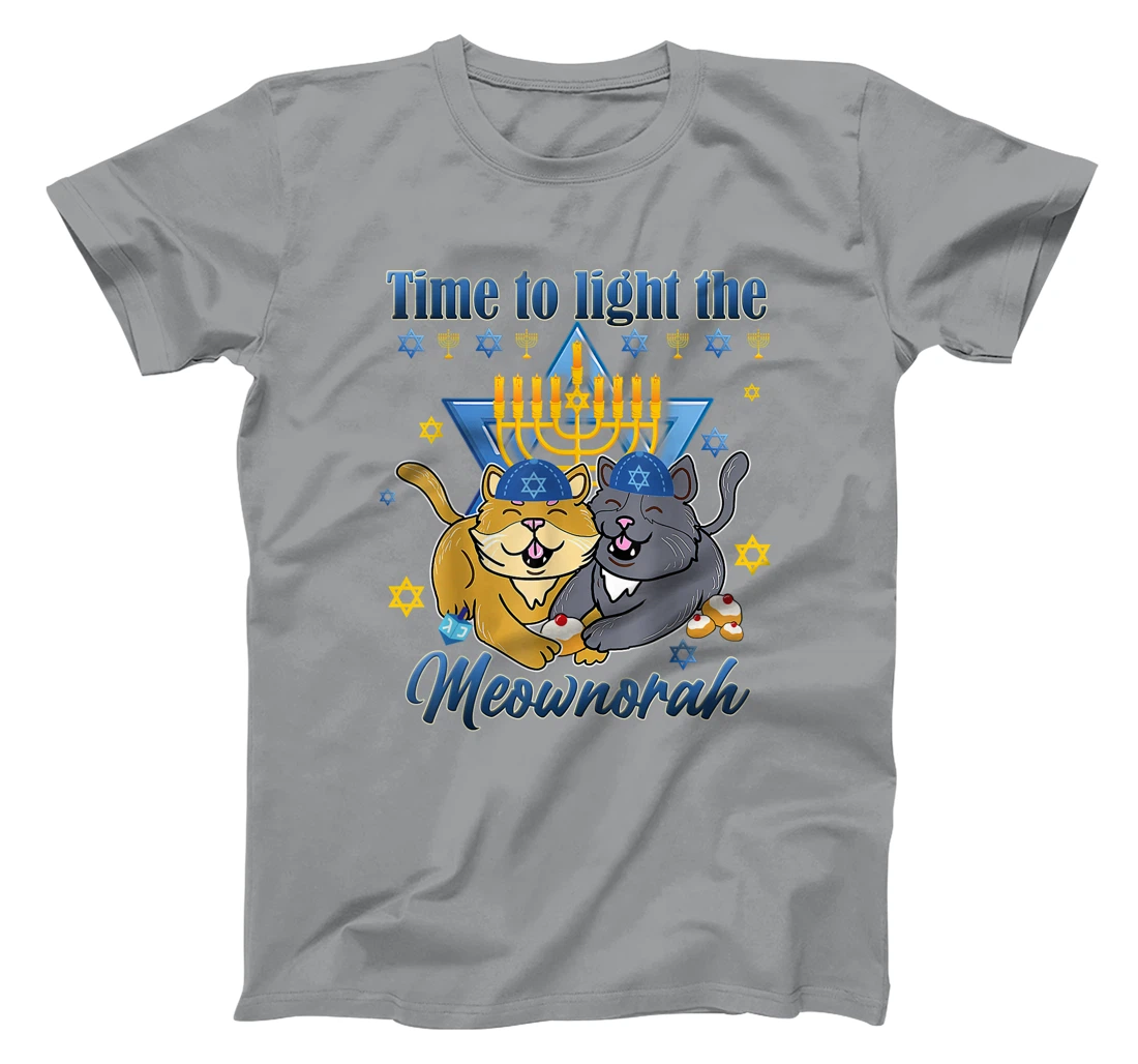 Womens Light The Meownorah Jewish Cat Menorah Lover Ugly Chanukah T-Shirt, Women T-Shirt