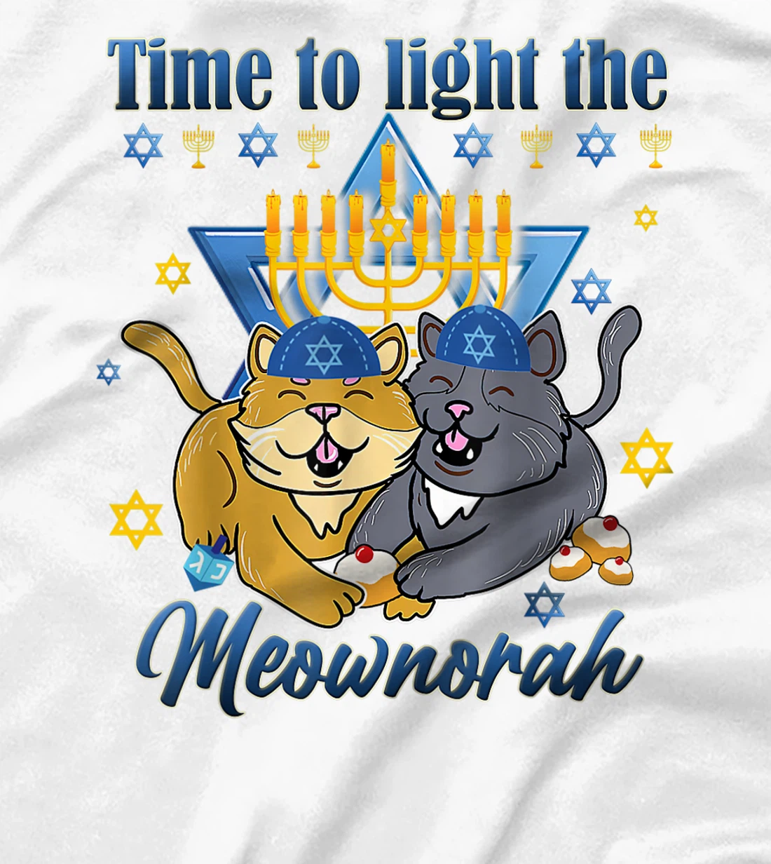 Womens Light The Meownorah Jewish Cat Menorah Lover Ugly Chanukah T-Shirt, Women T-Shirt