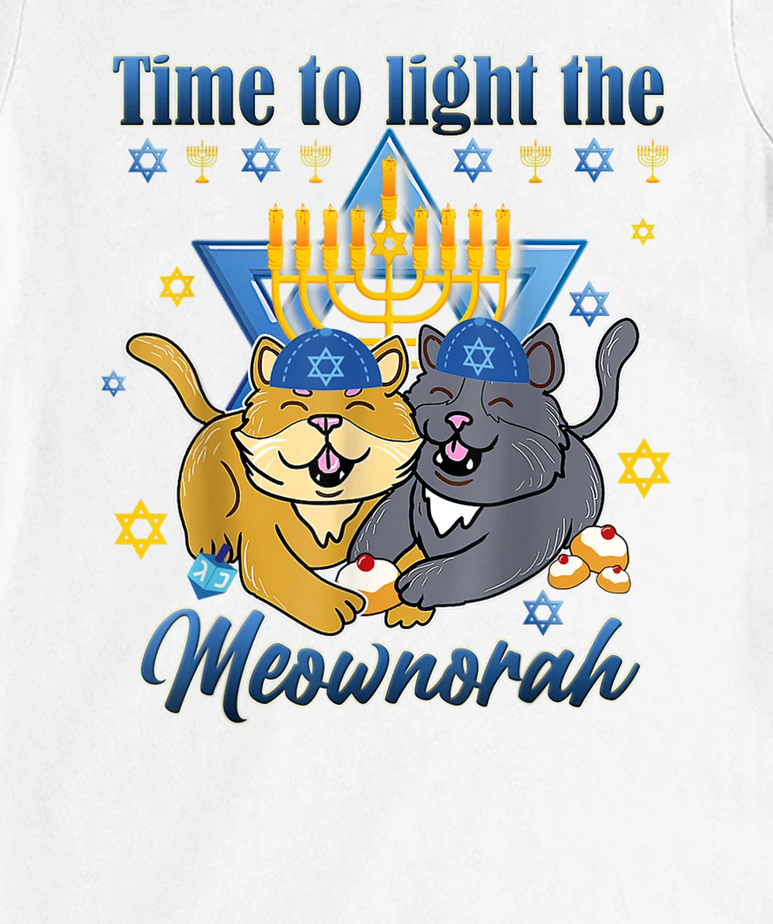 Womens Light The Meownorah Jewish Cat Menorah Lover Ugly Chanukah T-Shirt, Women T-Shirt