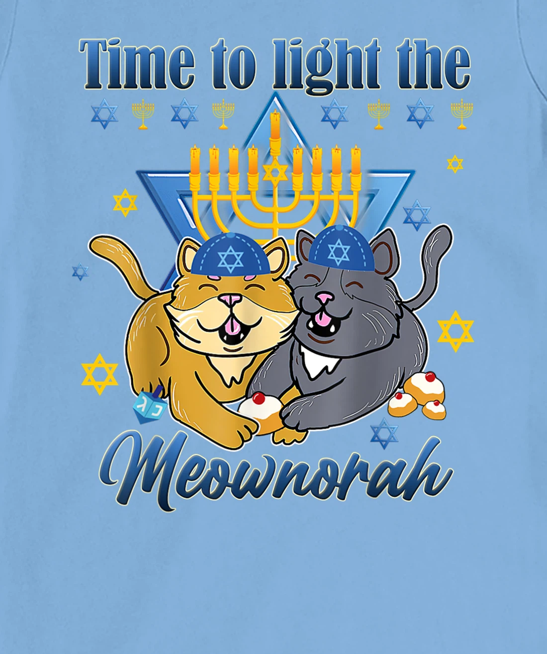 Womens Light The Meownorah Jewish Cat Menorah Lover Ugly Chanukah T-Shirt, Women T-Shirt