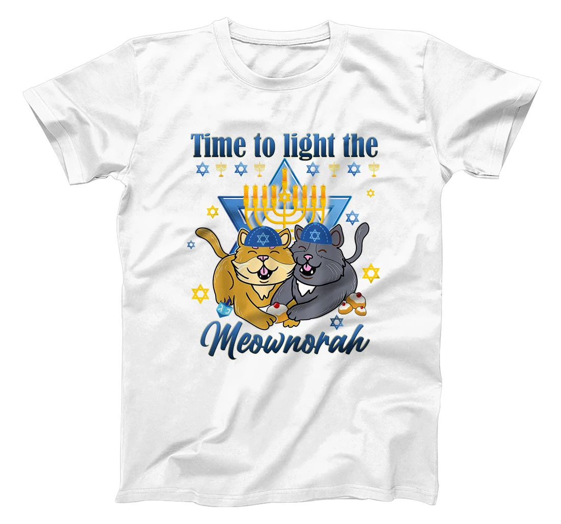 Womens Light The Meownorah Jewish Cat Menorah Lover Ugly Chanukah T-Shirt, Women T-Shirt
