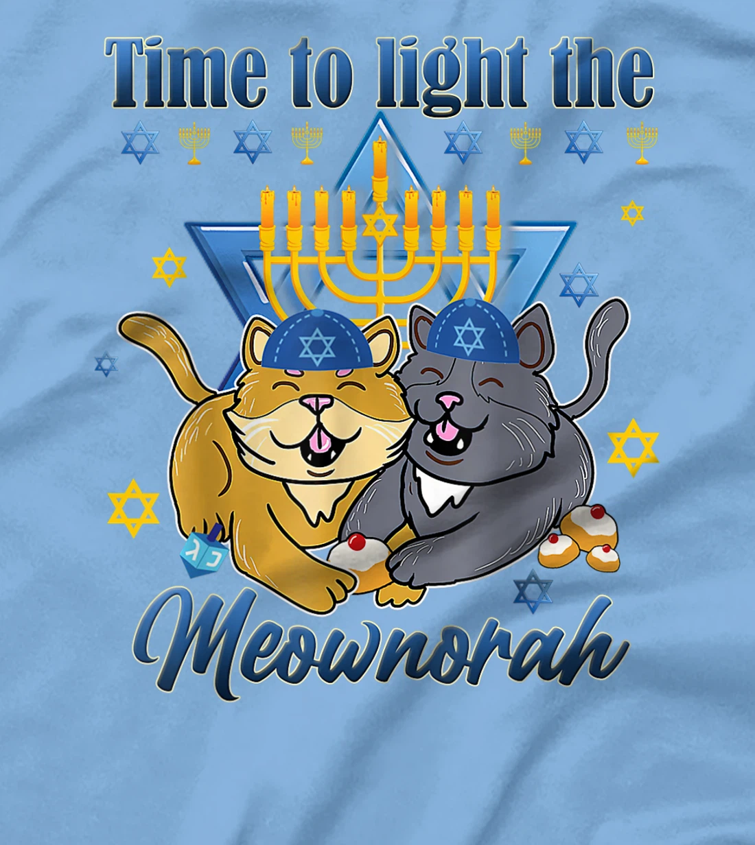 Womens Light The Meownorah Jewish Cat Menorah Lover Ugly Chanukah T-Shirt, Women T-Shirt