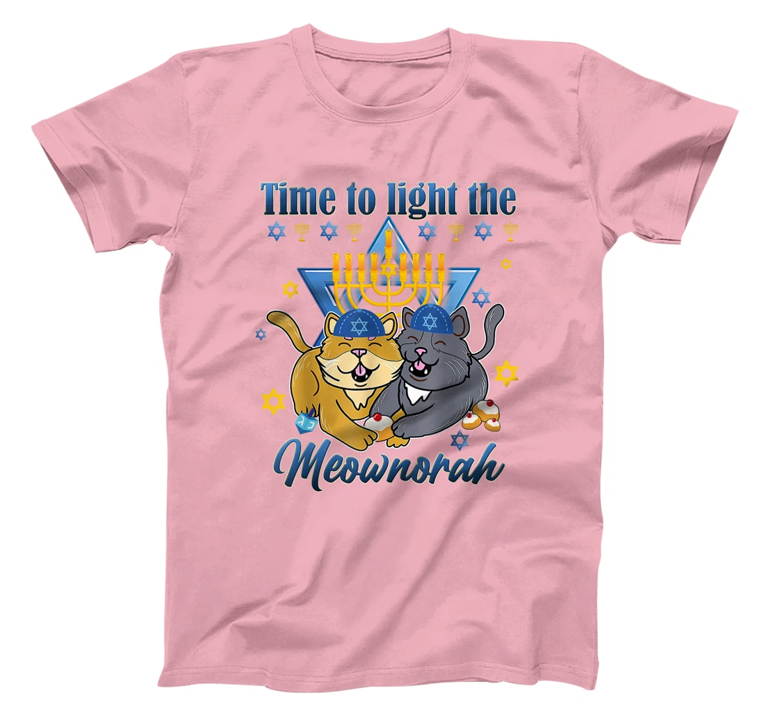 Womens Light The Meownorah Jewish Cat Menorah Lover Ugly Chanukah T-Shirt, Women T-Shirt