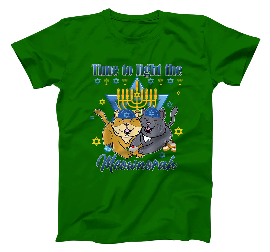 Womens Light The Meownorah Jewish Cat Menorah Lover Ugly Chanukah T-Shirt, Women T-Shirt