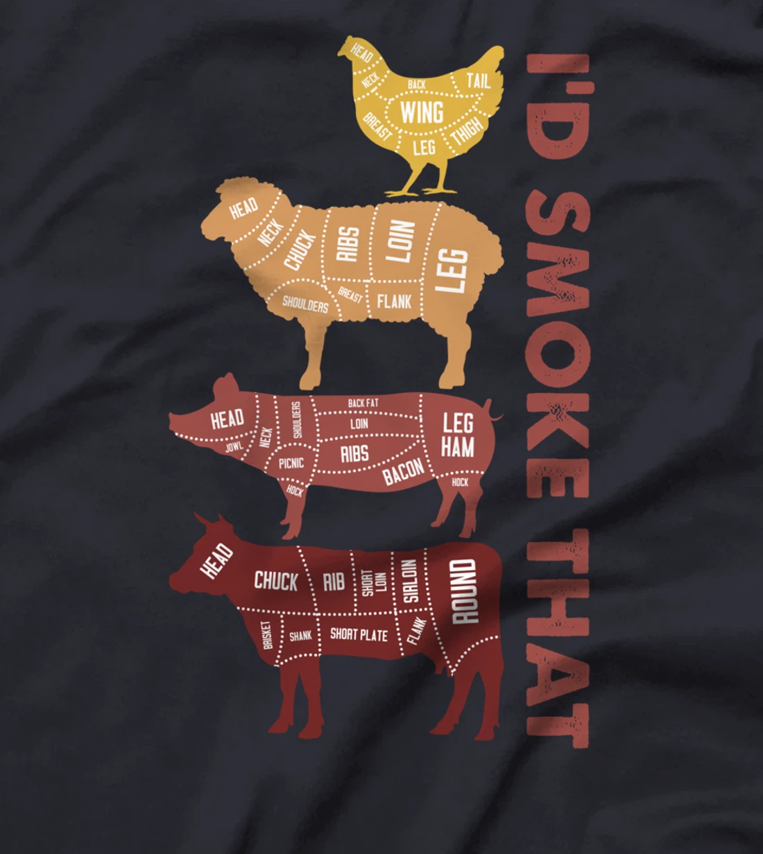 I'd Smoke That - Meat BBQ Chef Butcher Pork Beef Lamb Gift T-Shirt