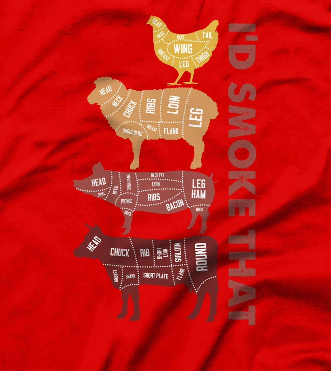 I'd Smoke That - Meat BBQ Chef Butcher Pork Beef Lamb Gift T-Shirt