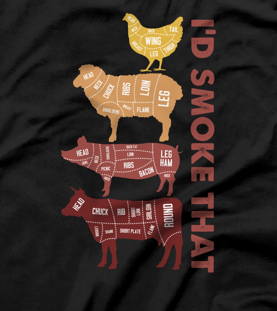 I'd Smoke That - Meat BBQ Chef Butcher Pork Beef Lamb Gift T-Shirt