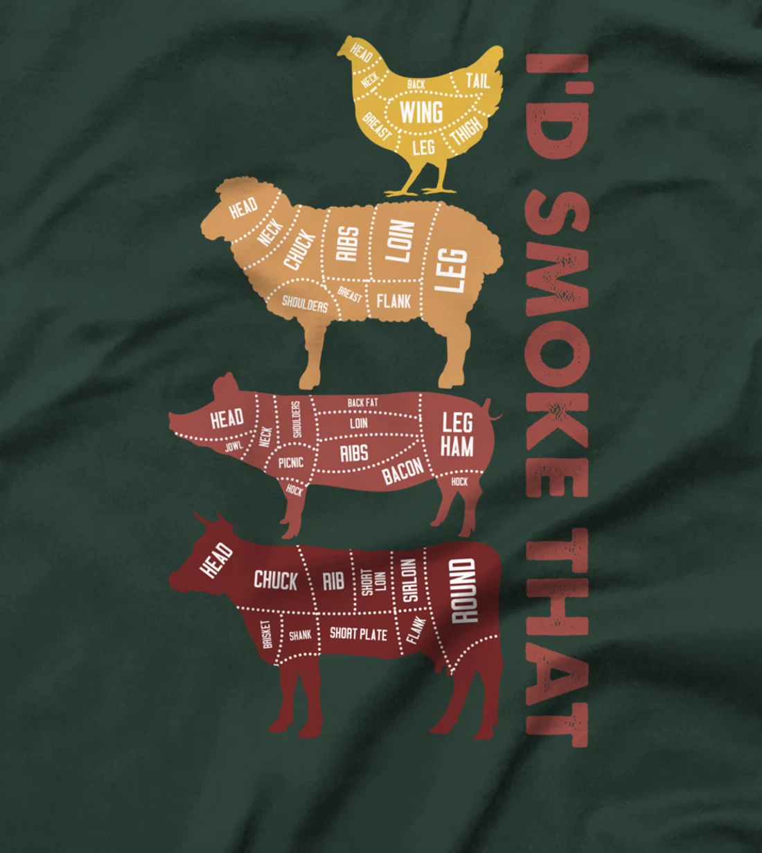 I'd Smoke That - Meat BBQ Chef Butcher Pork Beef Lamb Gift T-Shirt