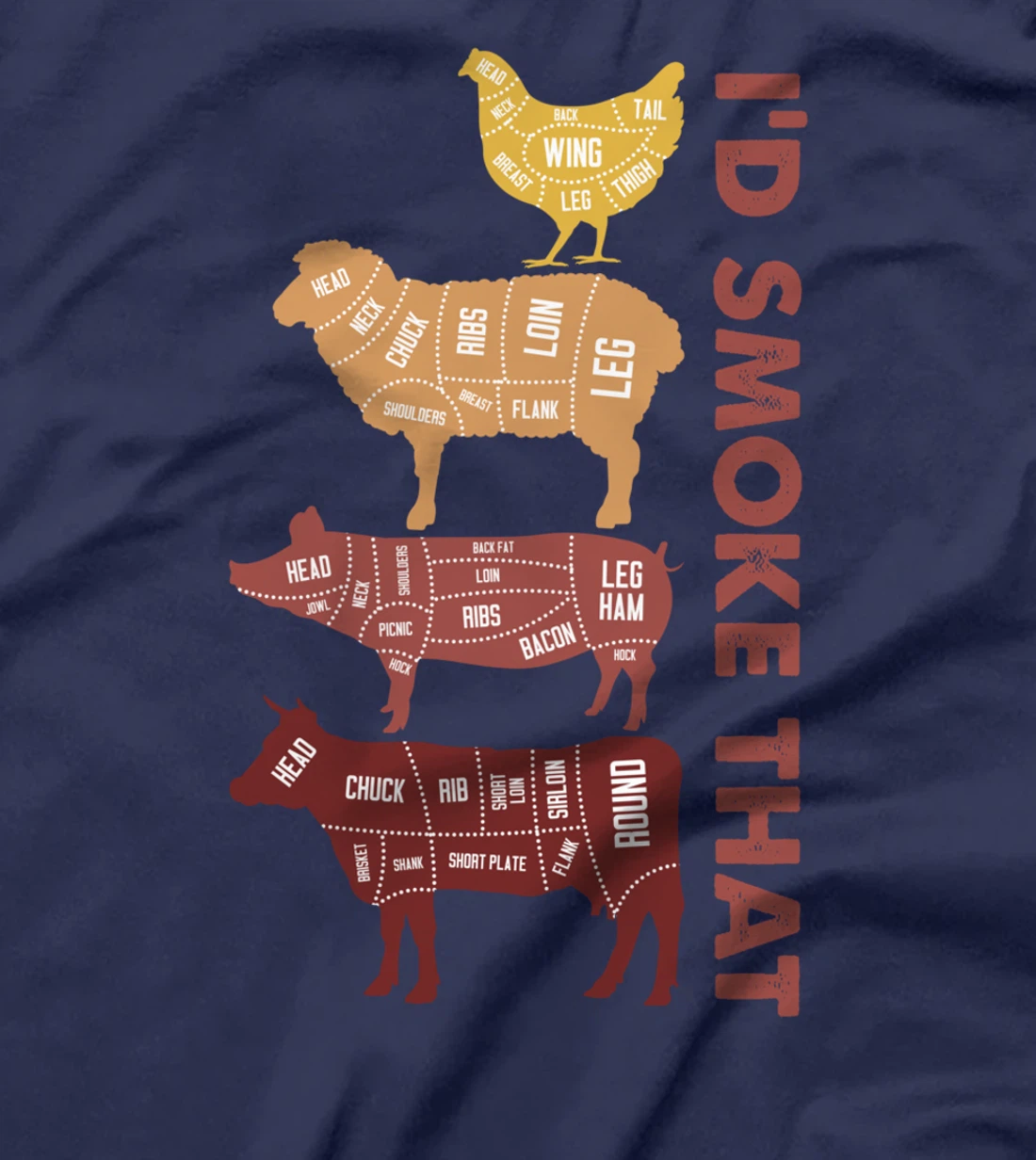 I'd Smoke That - Meat BBQ Chef Butcher Pork Beef Lamb Gift T-Shirt