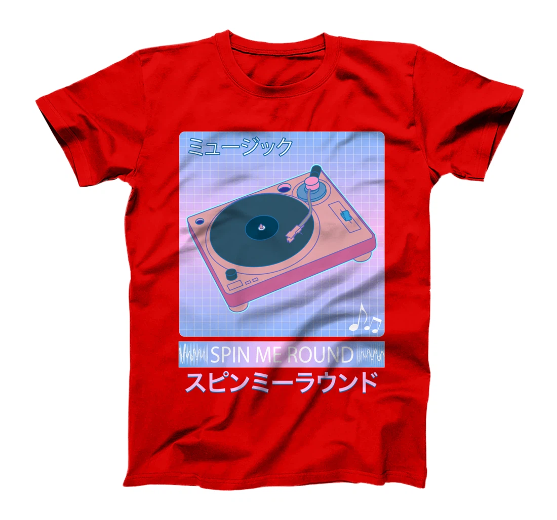Vaporwave Record Player Retro 80s Japanese Otaku Art T-Shirt