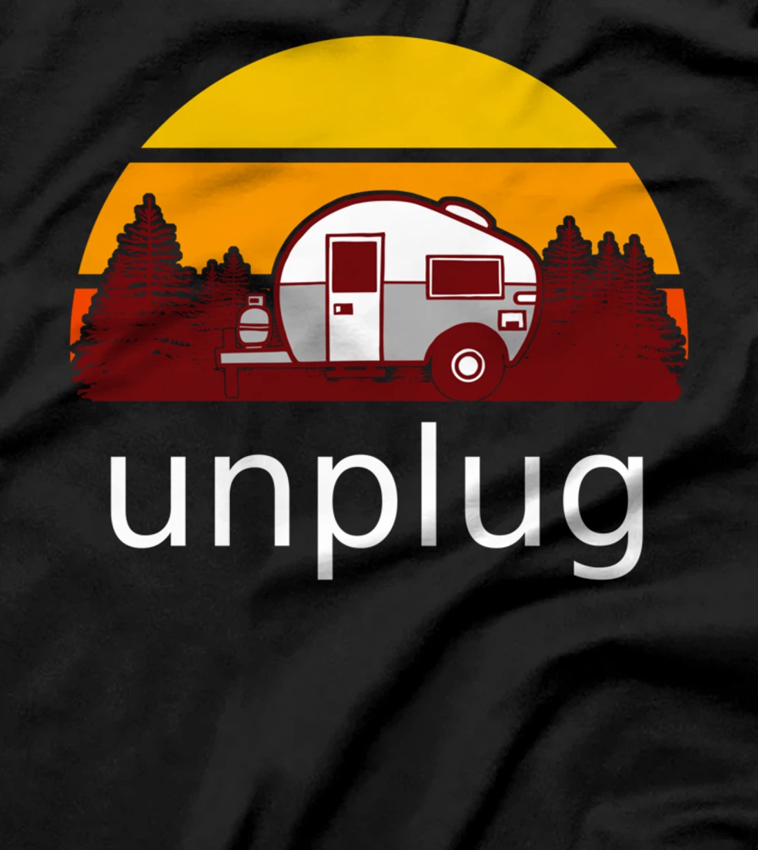Retro Camper Unplug with Sunset T-Shirt