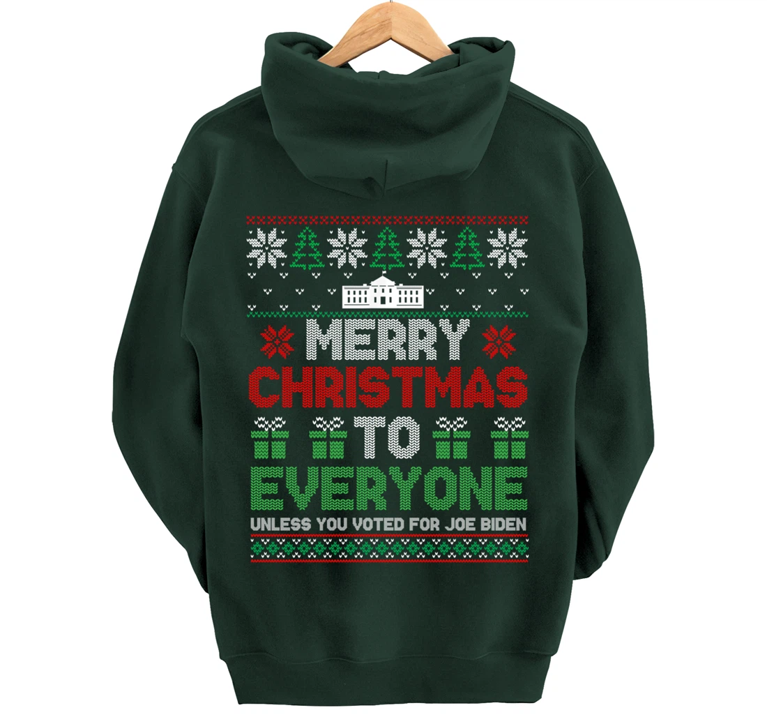 Merry Christmas To Everyone Pro Trump 2024 Ugly Christmas Pullover Hoodie