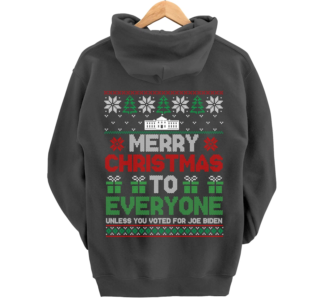 Merry Christmas To Everyone Pro Trump 2024 Ugly Christmas Pullover Hoodie
