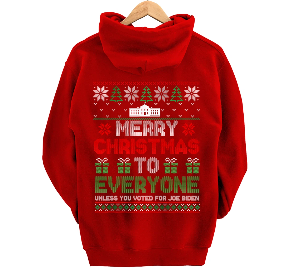 Merry Christmas To Everyone Pro Trump 2024 Ugly Christmas Pullover Hoodie