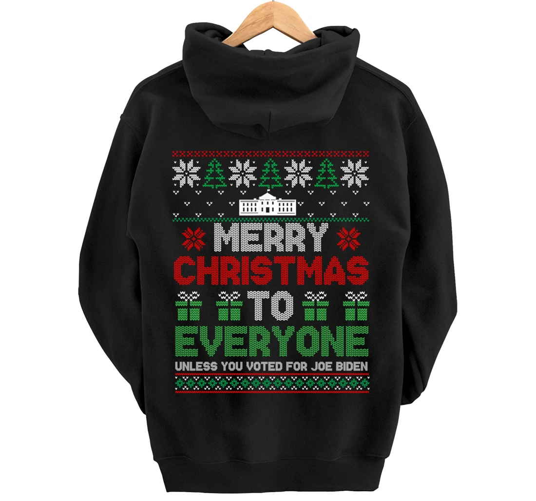 Merry Christmas To Everyone Pro Trump 2024 Ugly Christmas Pullover Hoodie