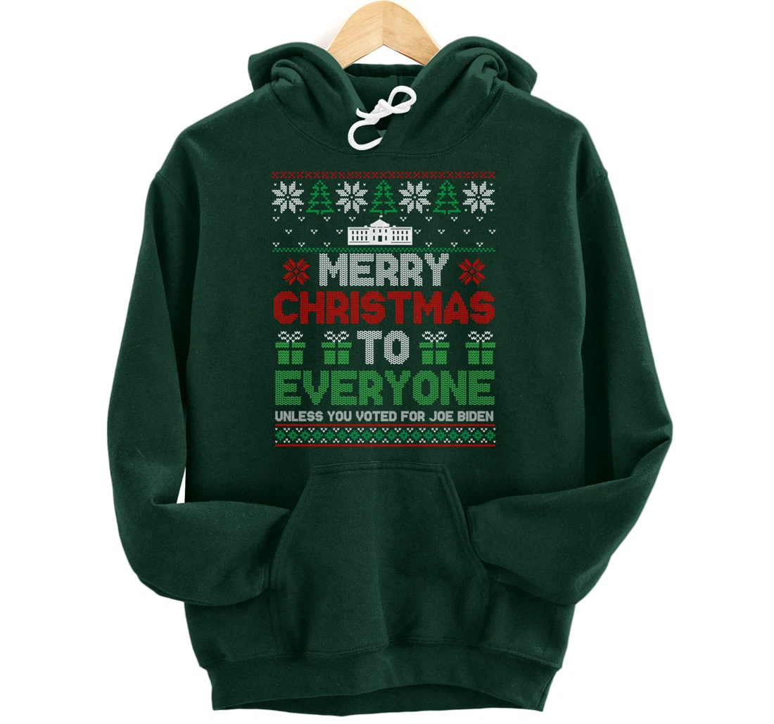 Merry Christmas To Everyone Pro Trump 2024 Ugly Christmas Pullover Hoodie