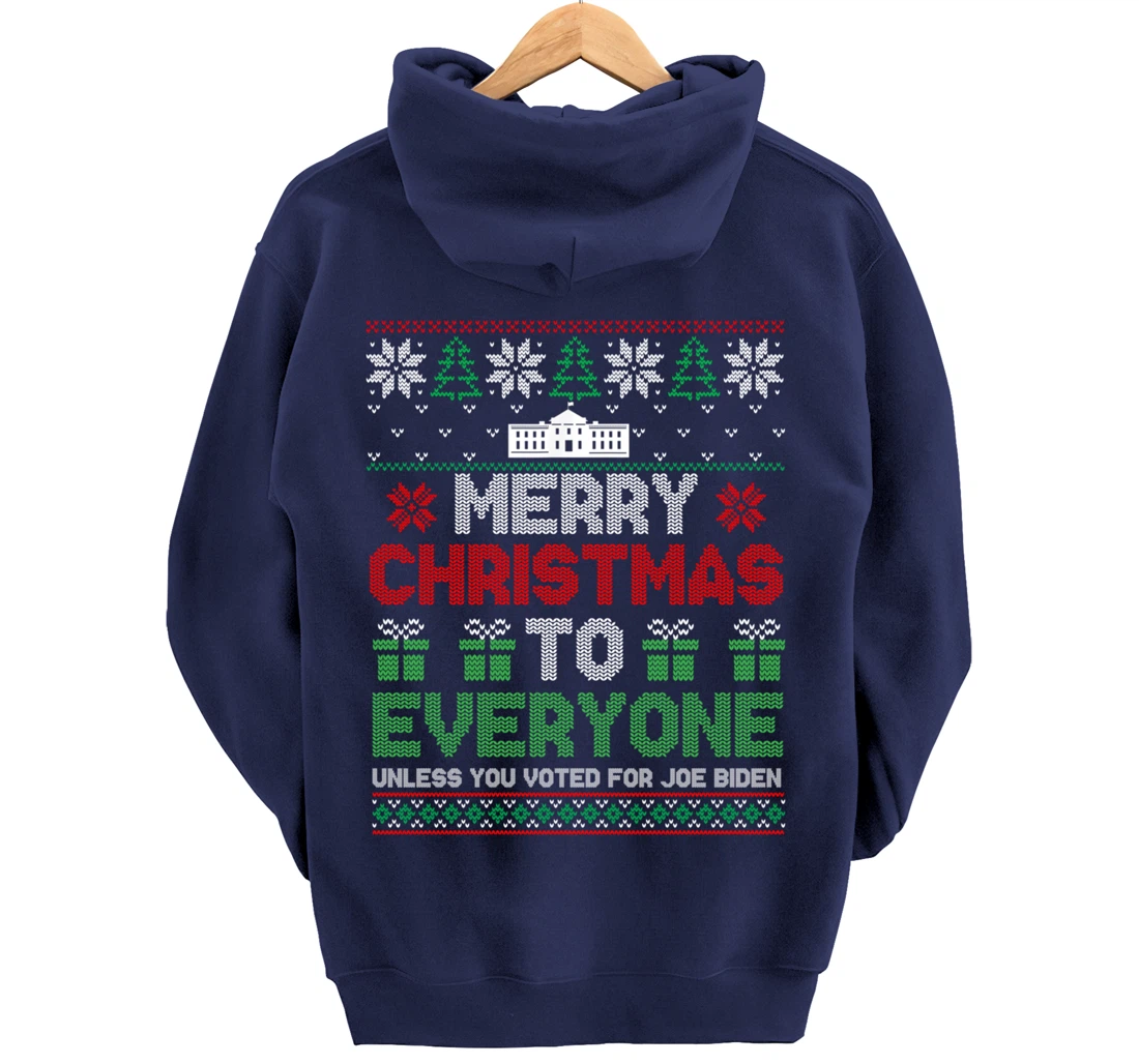 Merry Christmas To Everyone Pro Trump 2024 Ugly Christmas Pullover Hoodie