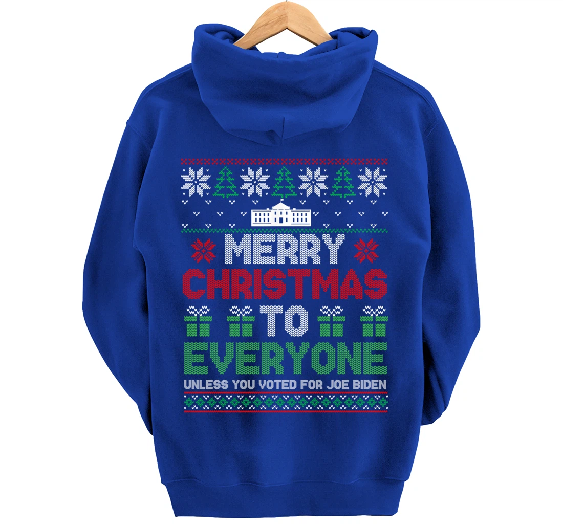 Merry Christmas To Everyone Pro Trump 2024 Ugly Christmas Pullover Hoodie