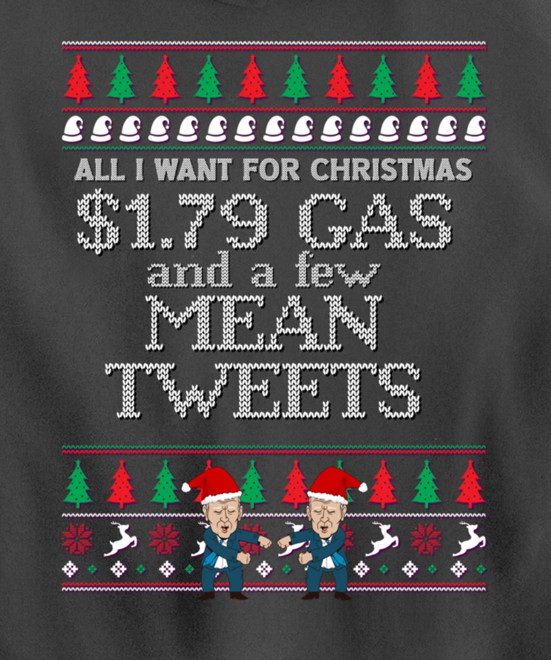 All I Want for Christmas Biden Trump Mean Tweets Cheap Gas Pullover Hoodie