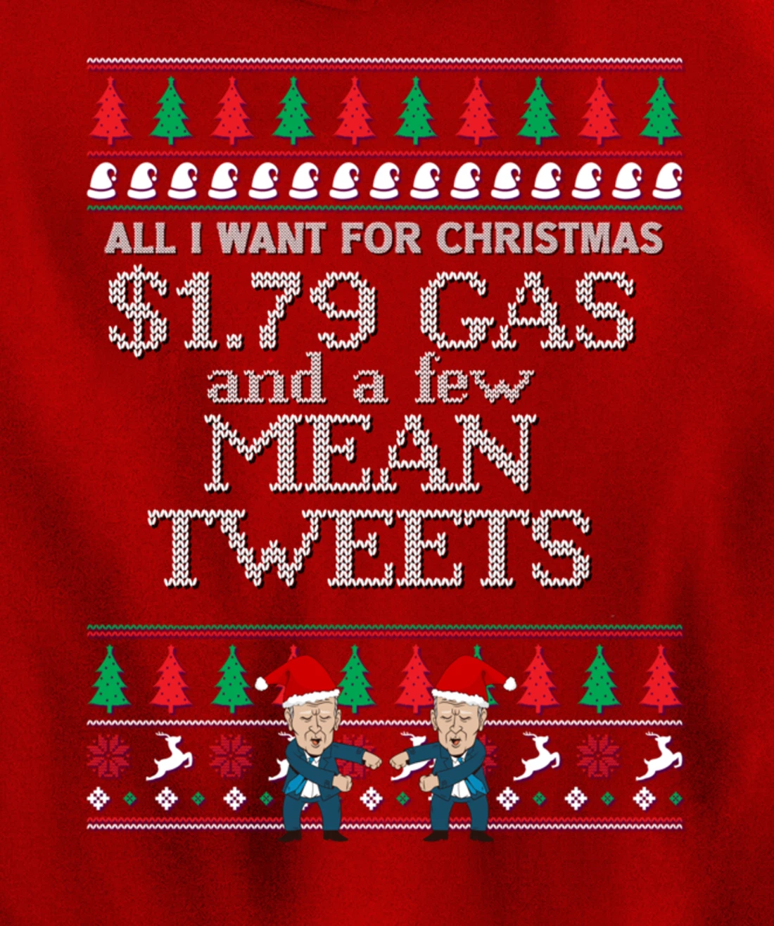 All I Want for Christmas Biden Trump Mean Tweets Cheap Gas Pullover Hoodie