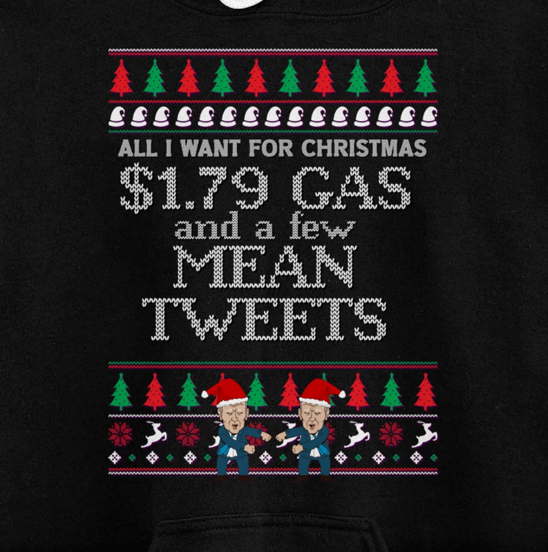 All I Want for Christmas Biden Trump Mean Tweets Cheap Gas Pullover Hoodie