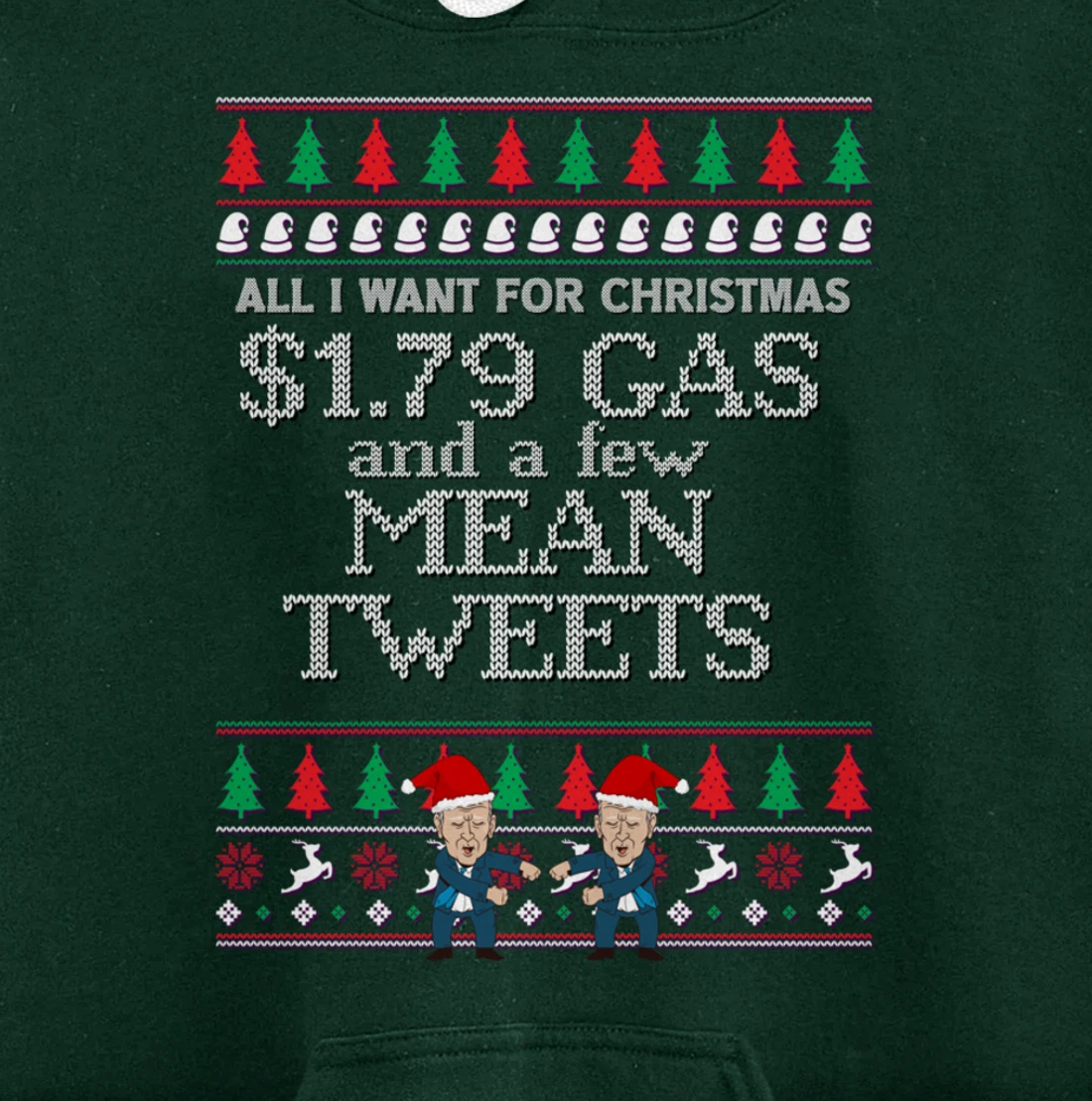 All I Want for Christmas Biden Trump Mean Tweets Cheap Gas Pullover Hoodie