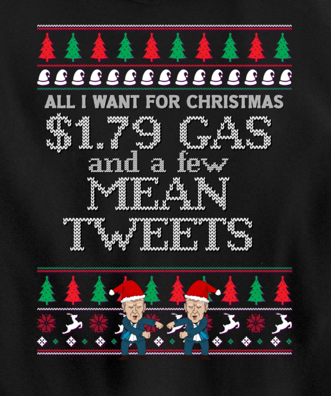 All I Want for Christmas Biden Trump Mean Tweets Cheap Gas Pullover Hoodie
