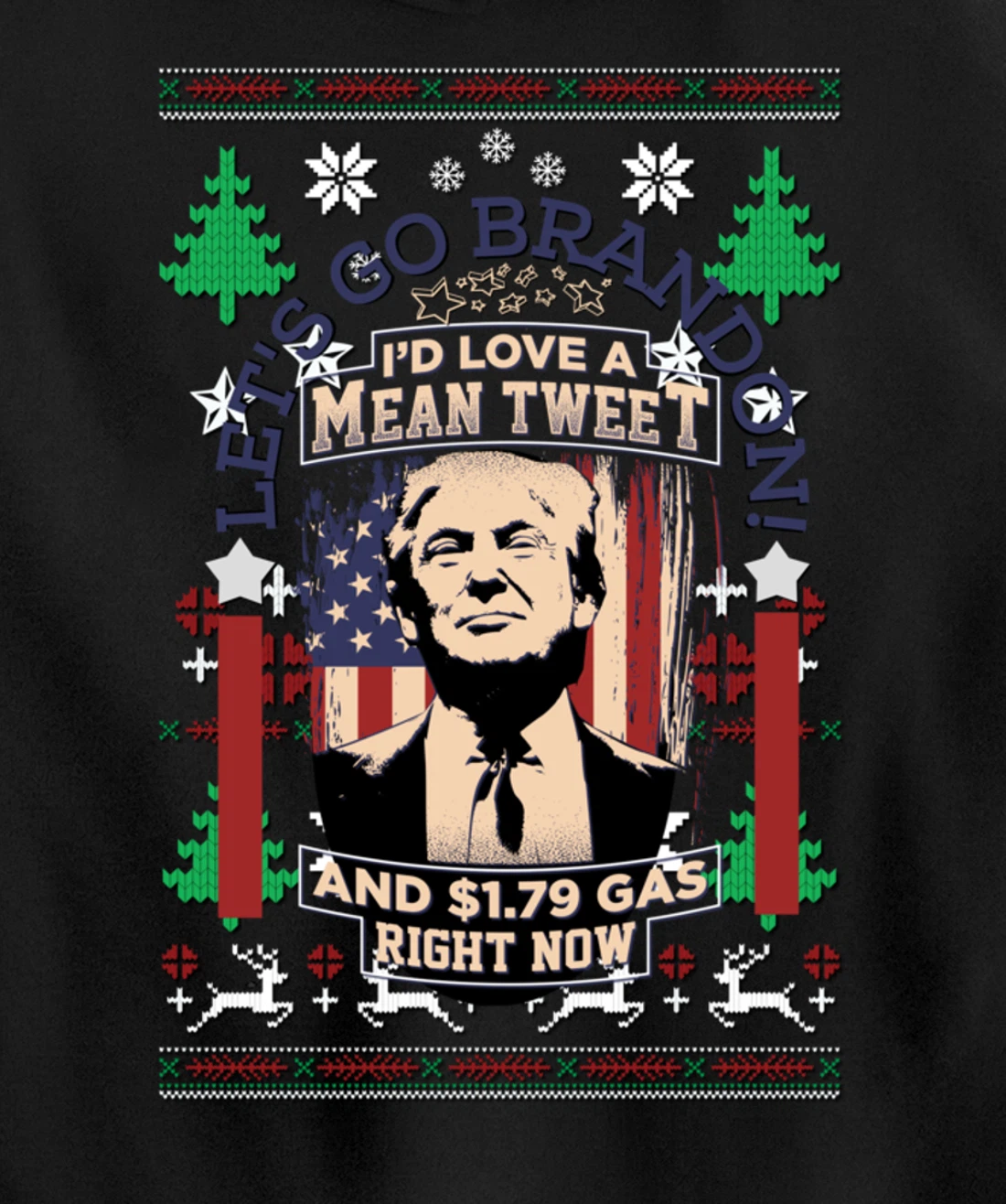 All I Want for Christmas Biden Trump Mean Tweets Cheap Gas Pullover Hoodie