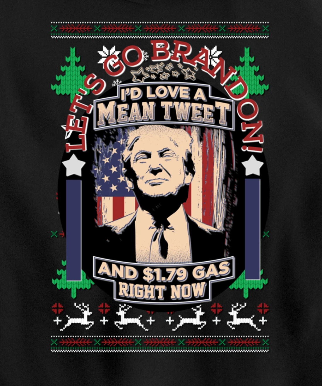 All I Want for Christmas Biden Trump Mean Tweets Cheap Gas Pullover Hoodie