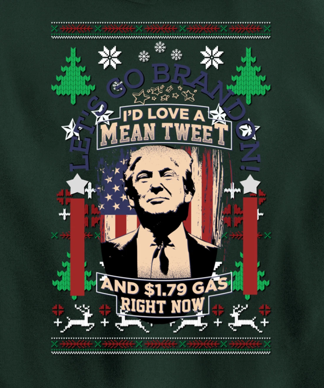 All I Want for Christmas Biden Trump Mean Tweets Cheap Gas Pullover Hoodie