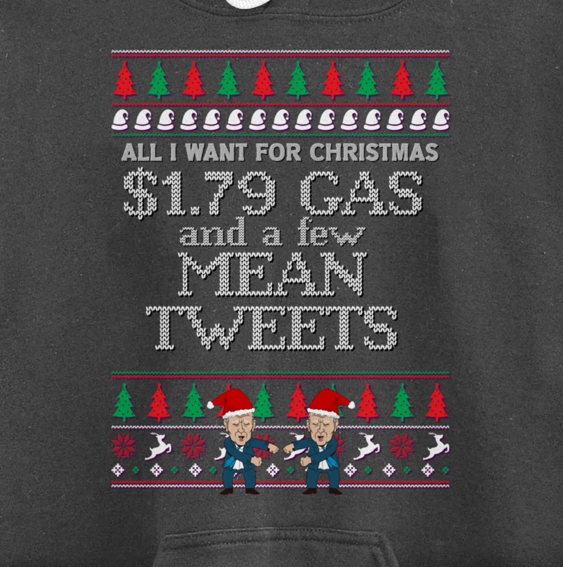 All I Want for Christmas Biden Trump Mean Tweets Cheap Gas Pullover Hoodie