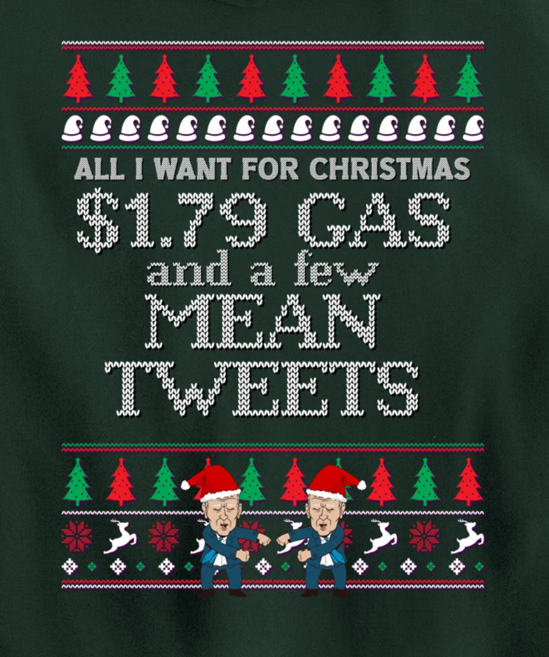 All I Want for Christmas Biden Trump Mean Tweets Cheap Gas Pullover Hoodie