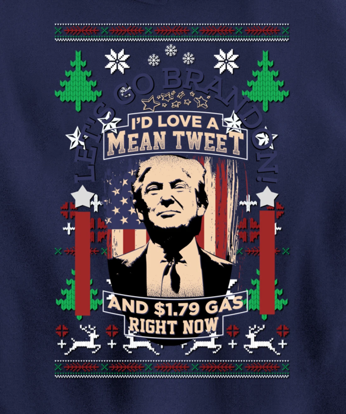All I Want for Christmas Biden Trump Mean Tweets Cheap Gas Pullover Hoodie