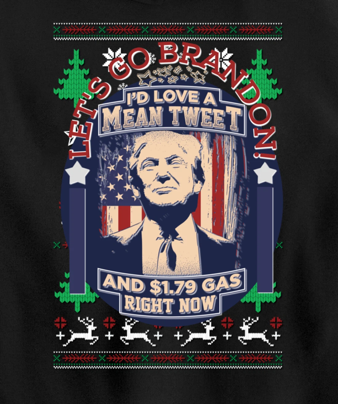 All I Want for Christmas Biden Trump Mean Tweets Cheap Gas Pullover Hoodie